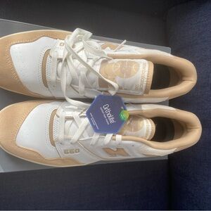New Balance 550 White and Tan Sneakers